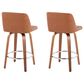 LumiSource Toriano Swivel Counter Stool with Camel Faux Leather Upholstery in Walnut and Chrome (Set of 2), , large