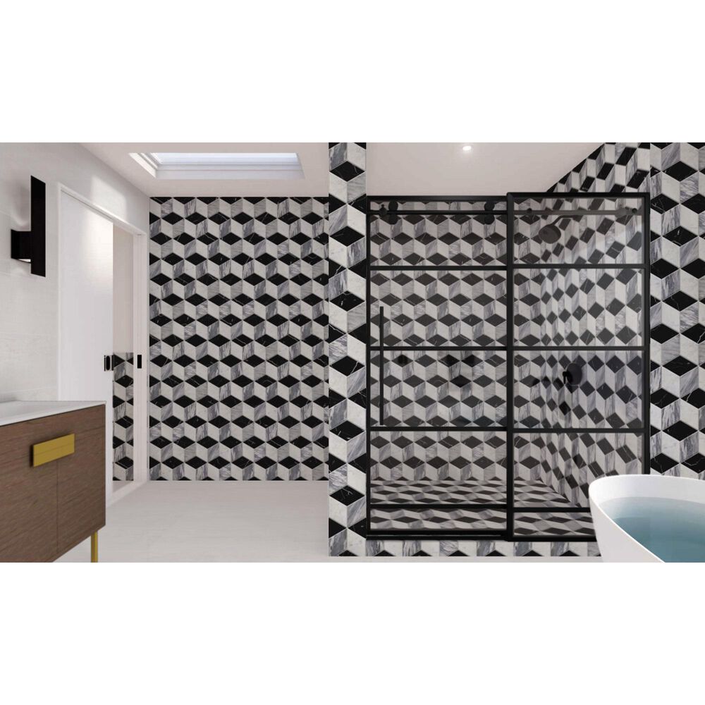 Soho Studio Pari Grigio Nero Carrara and Bardiglio 8" x 9.21" Marble Mosaic Sheet, , large