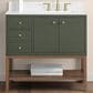 37B Isadore 36" Single Bathroom Vanity Cabinet in Deep Olive Green and White Composite Stone Top and Backsplash, , large