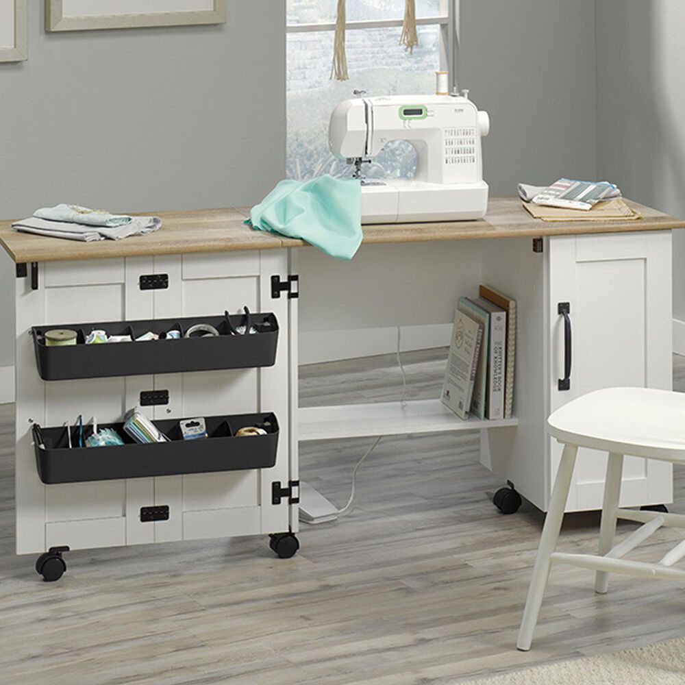 Sauder Select Drop-Leaf Sewing Cart in Lintel Oak, , large