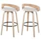 LumiSource Grotto 30" Swivel Barstool with Oat Upholstery in Whitewashed and Black (Set of 2), , large