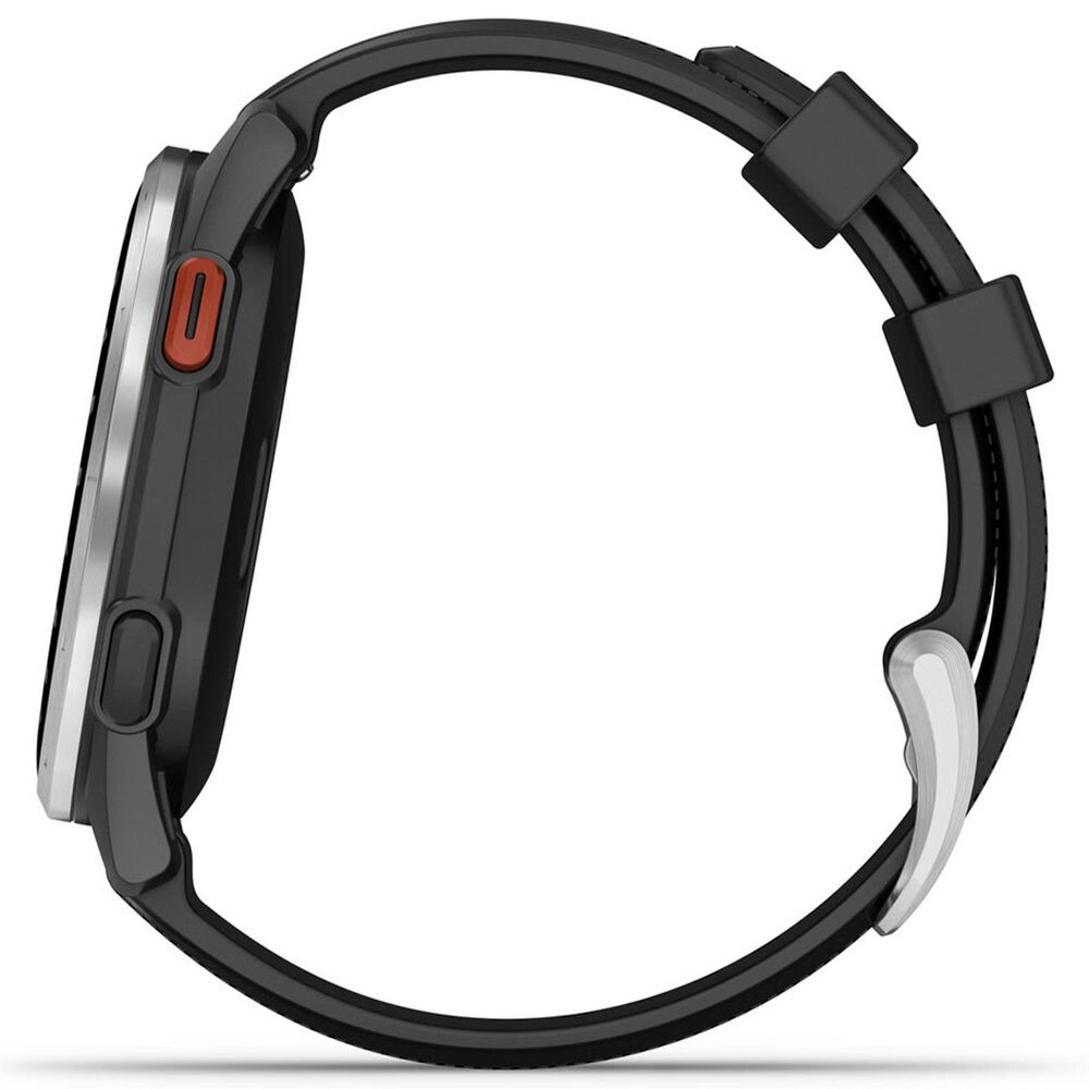 Garmin Approach S44 43mm Golf Smartwatch Silver Aluminum Bezel Case with Black Silicone Band, , large