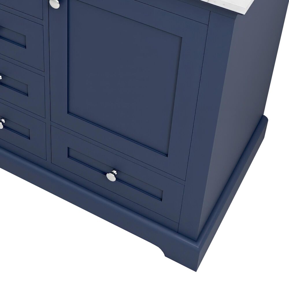 Lexora Home Dukes 48" Double Bathroom Vanity in Navy Blue with 2 cm White Carrara Marble Top and Rectangular Sinks, , large