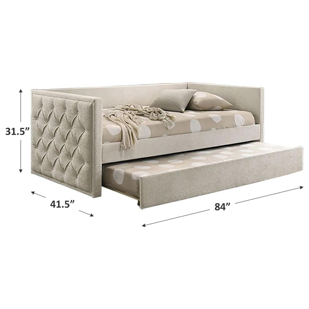 Furniture of America Renzi Twin Daybed with Trundle in Beige, , large
