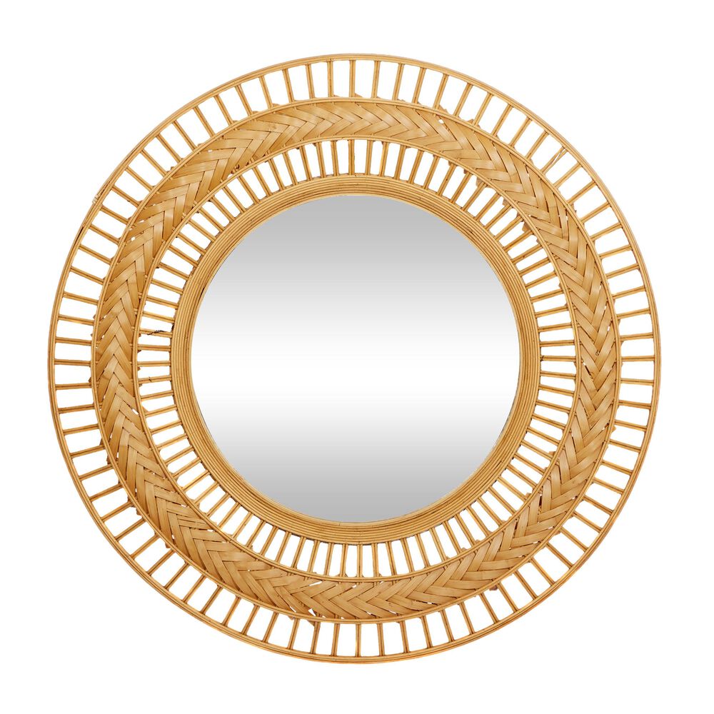 Maple and Jade 36" Round Wall Mirror in Matte Brown, , large