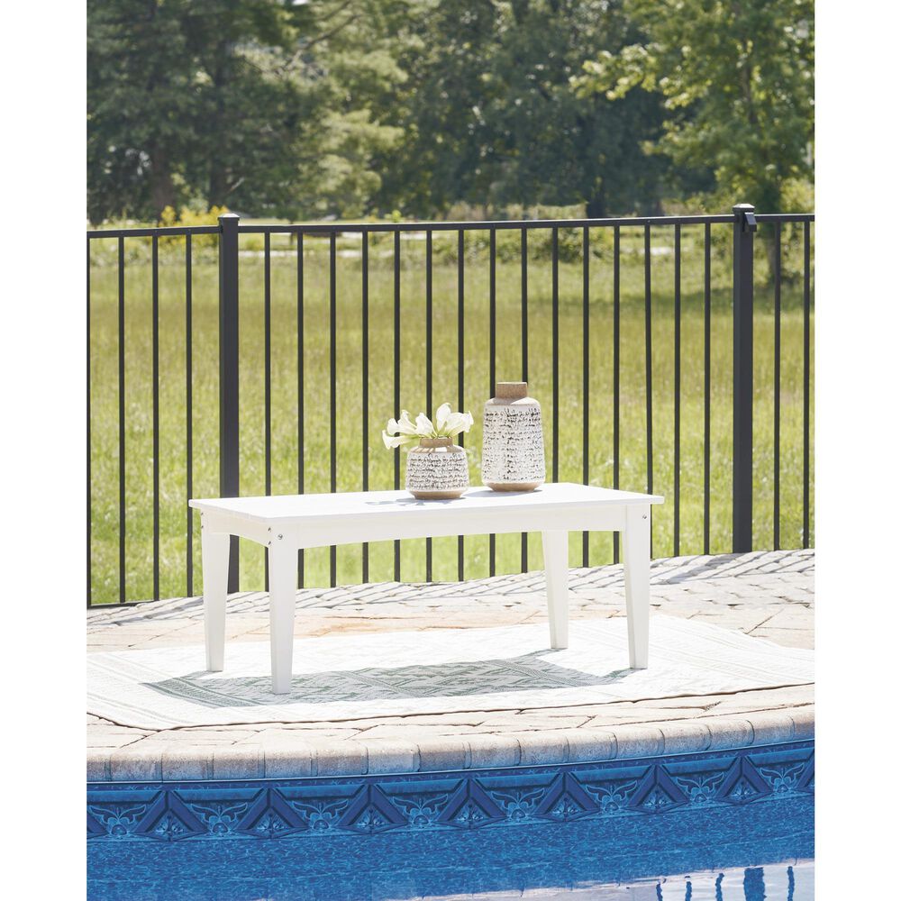 Ashley Hyland Wave Patio Rectangular Coffee Table in Bright White, , large