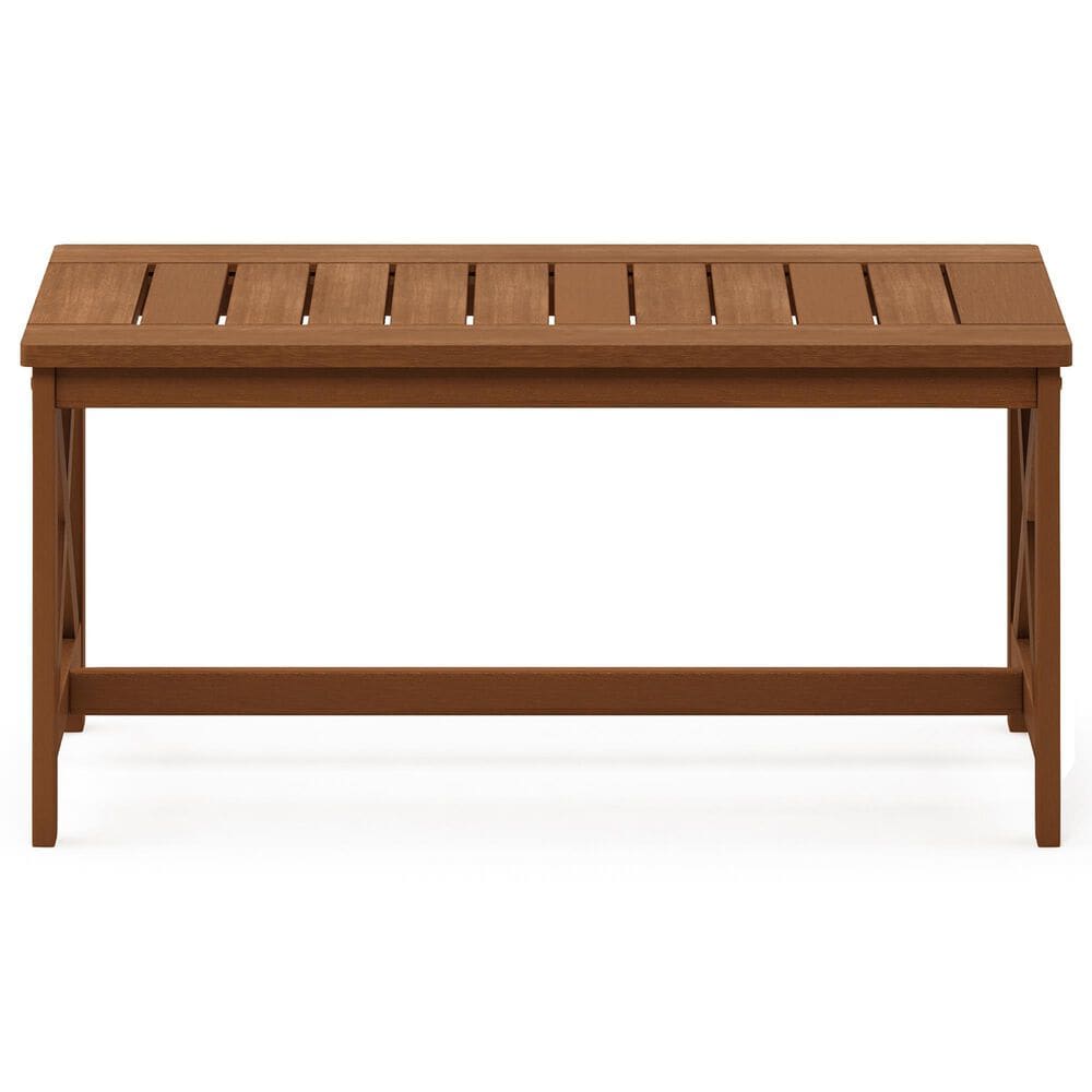 HOMLUX Patio Coffee Table with X Leg in Teak Oil, , large