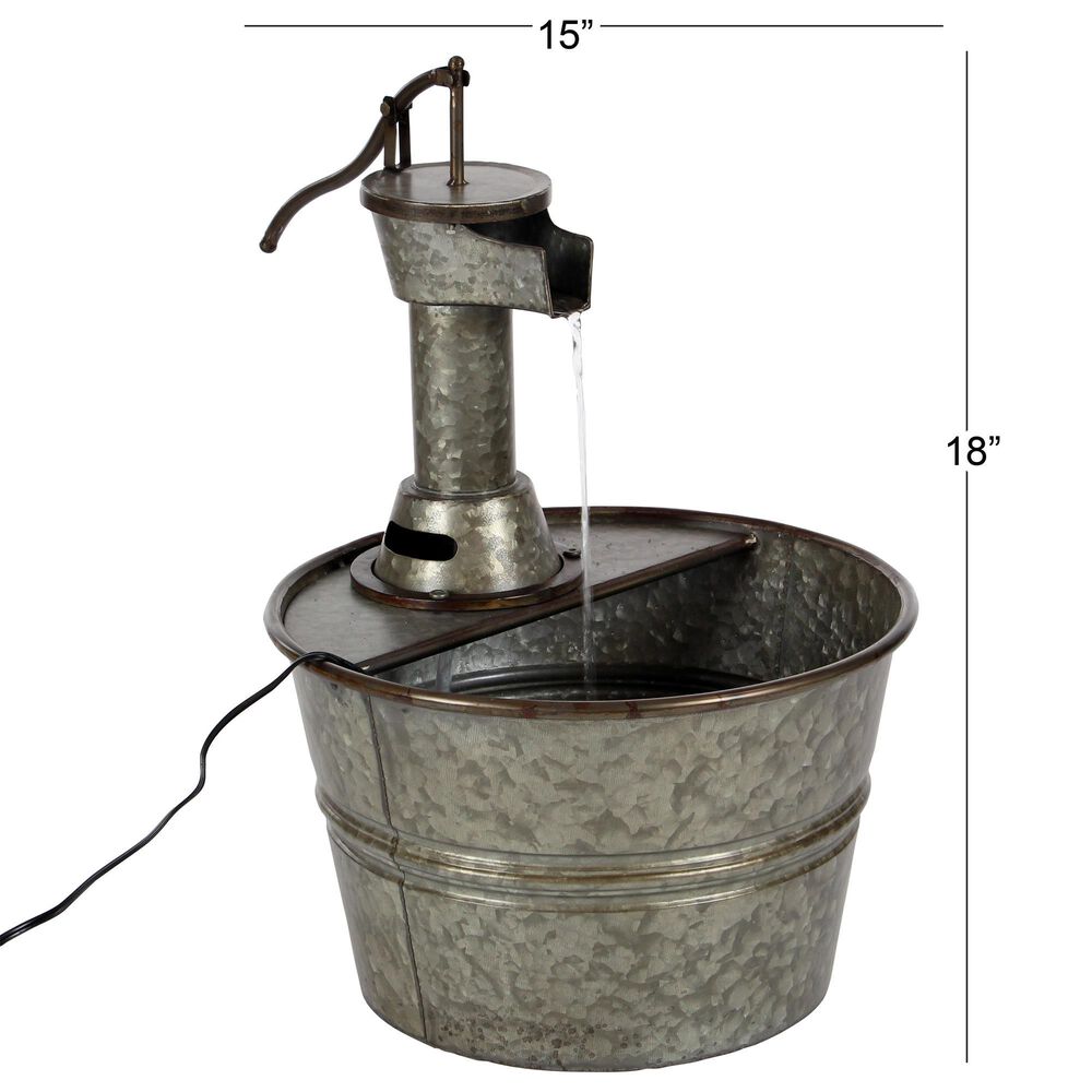 Maple and Jade Indoor/Outdoor Fountain with Pump Faucet in Galvanized Gray, Rusted Brown and Black, , large