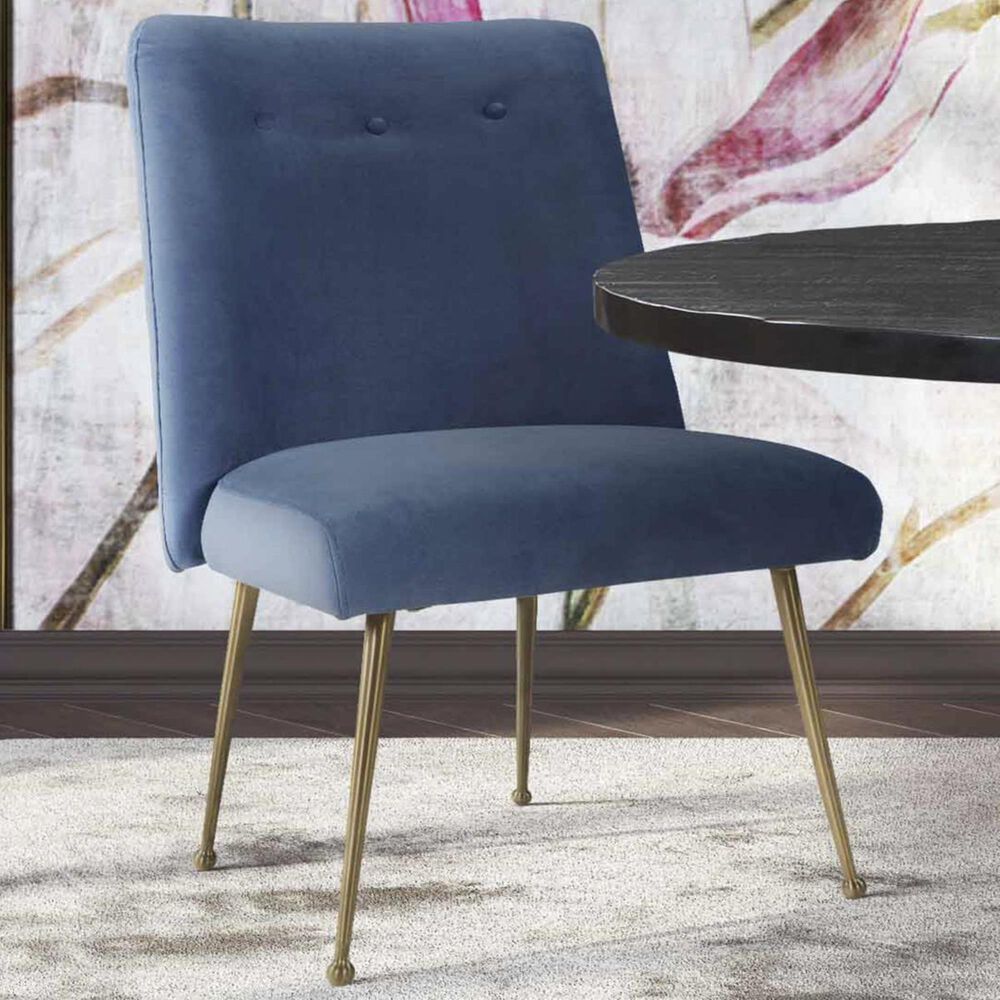 Tov Furniture Batik Velvet Dining Chair in Ocean Blue, , large