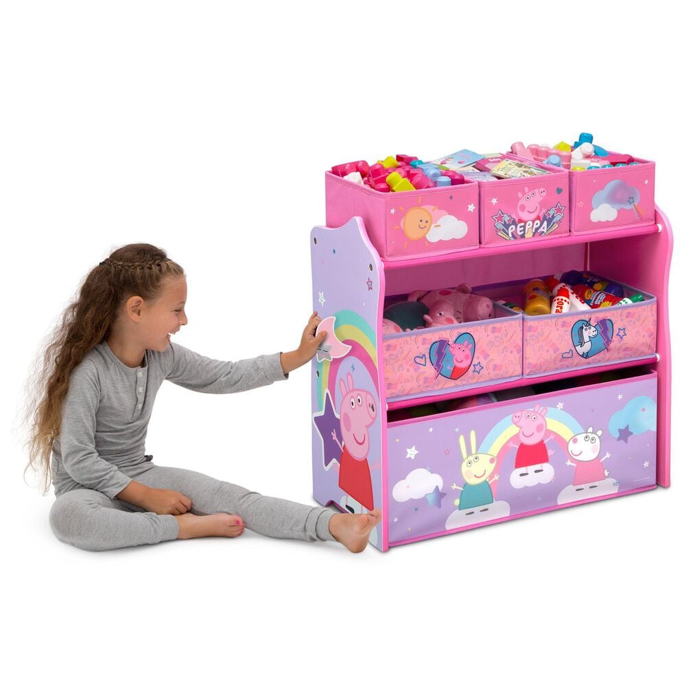 Delta Children Peppa Pig 6-Bin Design and Store Toy Organizer in Pink, , large