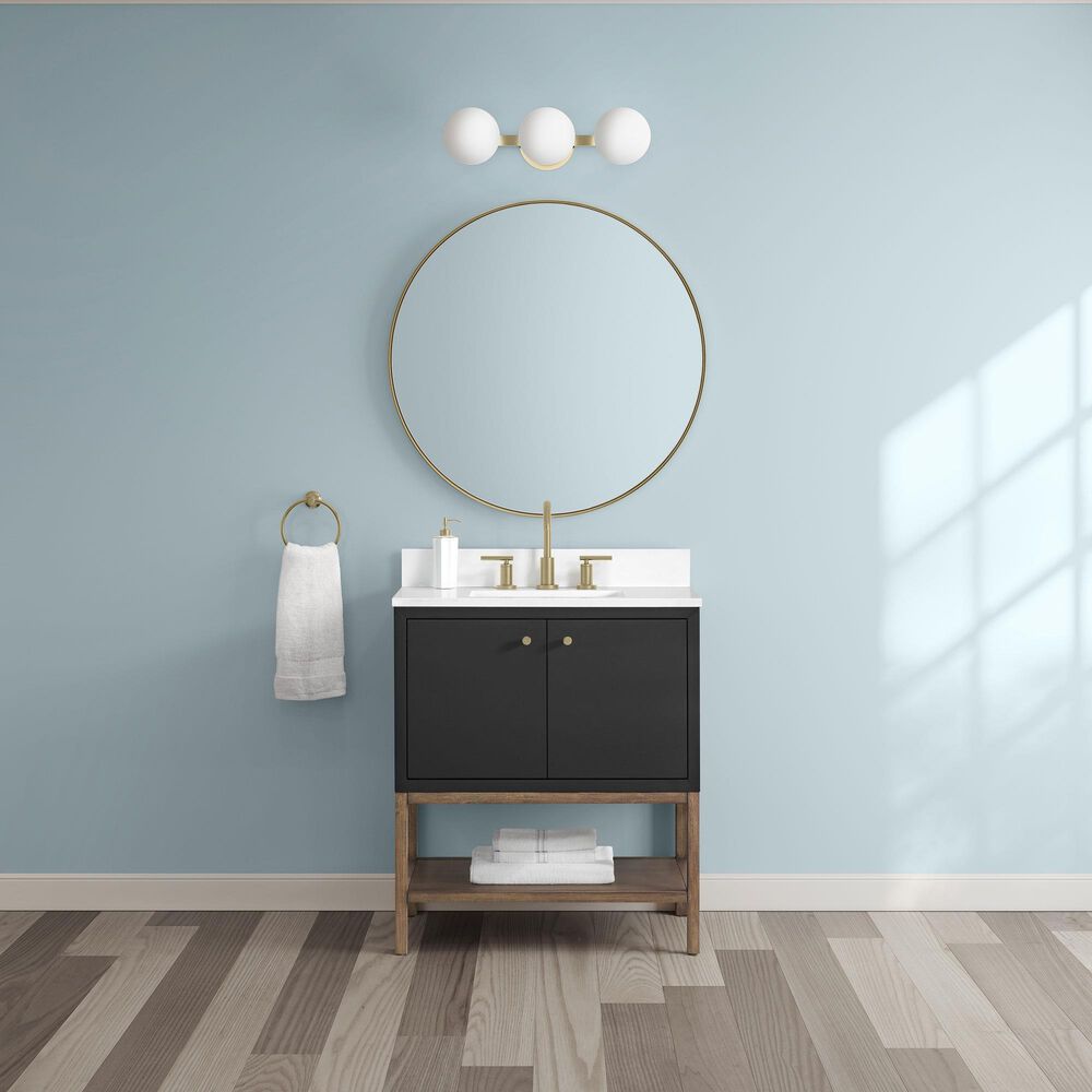 37B Isadore 30" Single Bathroom Vanity Cabinet in Tricorn Black and White Composite Stone Top and Backsplash, , large