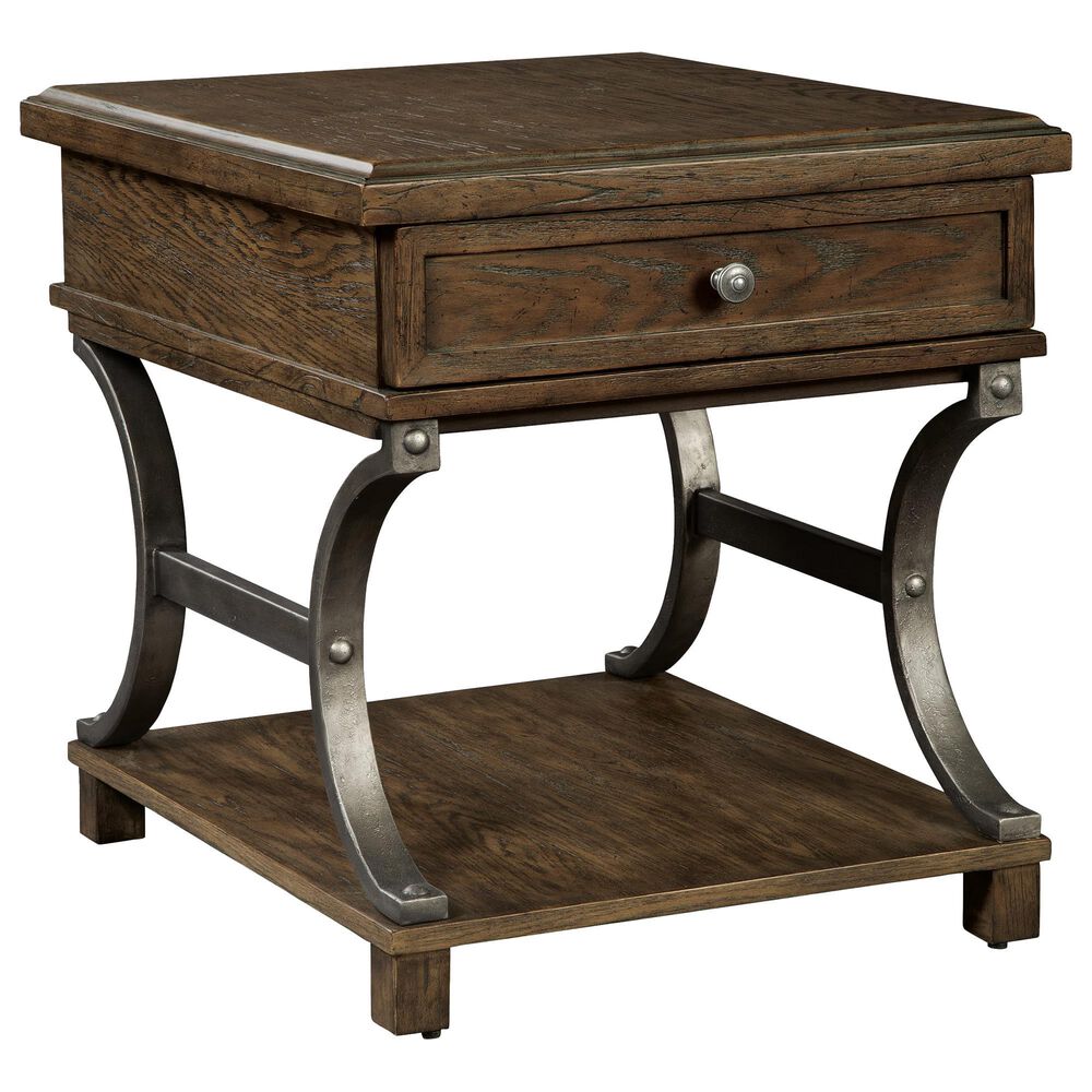 Hekman Wexford Drawer Lamp Table in Brown and Antique Pewter, , large