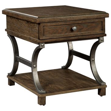 Hekman Wexford Drawer Lamp Table in Brown and Antique Pewter, , large