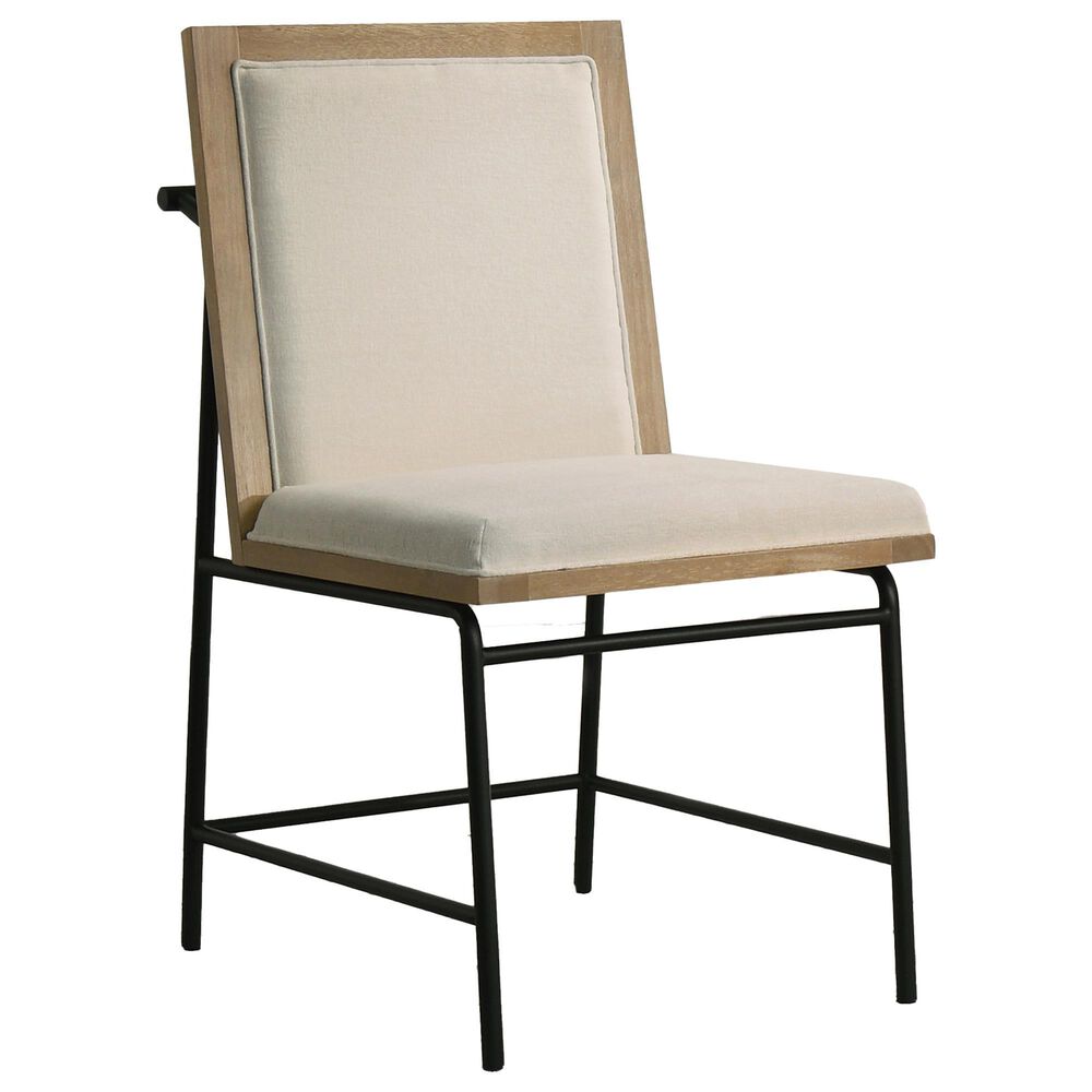 HOMLUX 5-Piece Round Dining Set with Cream Upholstered Chairs in Distressed Oak and Black, , large