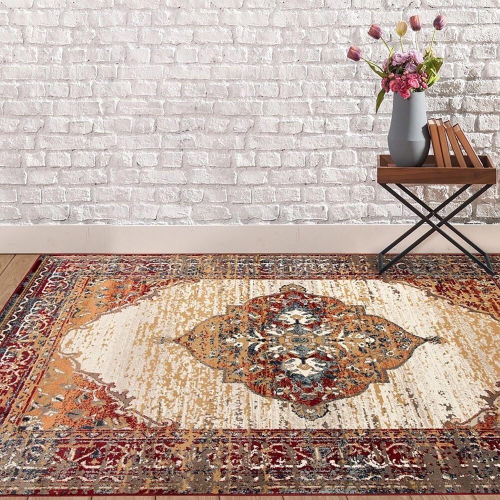 Amer Rugs Allure 7&#39;9&quot; x 9&#39;9&quot; Beige and Red Area Rug, , large