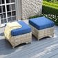 HOMLUX 2-Piece Outdoor Wicker Ottoman Set with Cushion in Navy Blue, , large