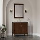 James Martin Kinnsden 36" Single Bathroom Vanity in Sable Oak with 3 cm Carrara Marble Top and Rectangular Sink, , large