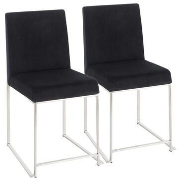 Lumisource Fuji Side Chair with Black Velvet Cushion in Brushed Stainless Steel (Set of 2), , large