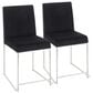 LumiSource Fuji Side Chair with Black Velvet Cushion in Brushed Stainless Steel (Set of 2), , large