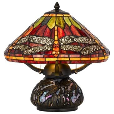 Cal Lighting Autumn Amber Tiffany Table Lamp in Bronze, , large