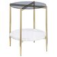 Coaster Jonelle End Table in White, Gold and Smoke Gray, , large