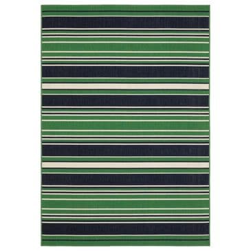 Oriental Weavers Havana Striped Green and Navy 9"10" x 12"10" Indoor/Outdoor Area Rug, , large