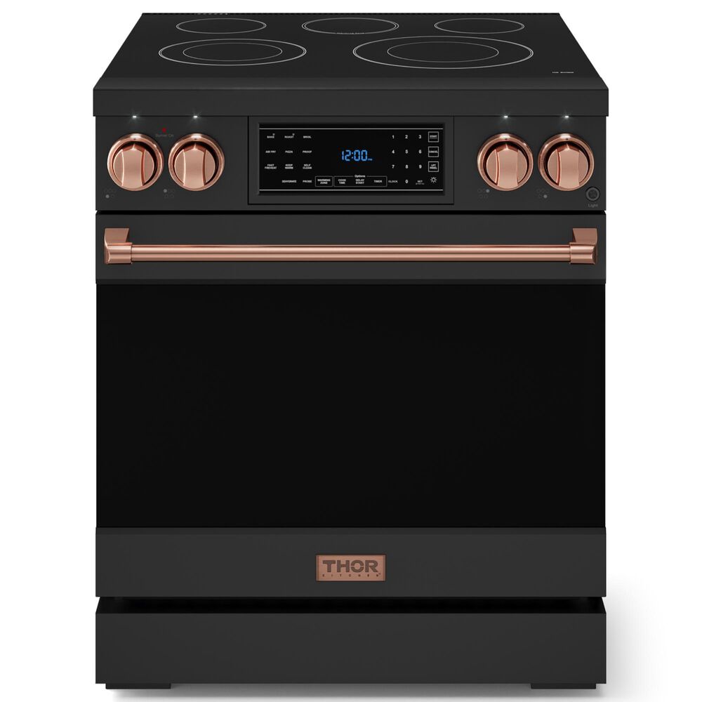 Thor Kitchen Gordon Ramsay 4.55 Cu. Ft. 30" Professional Electric Range with Rose Gold Handle Kit in Black, , large