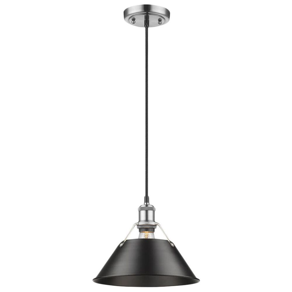 Golden Lighting Orwell PW 1-Light Pendant - 10" in Pewter with Black Shade, , large
