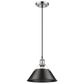 Golden Lighting Orwell PW 1-Light Pendant - 10" in Pewter with Black Shade, , large