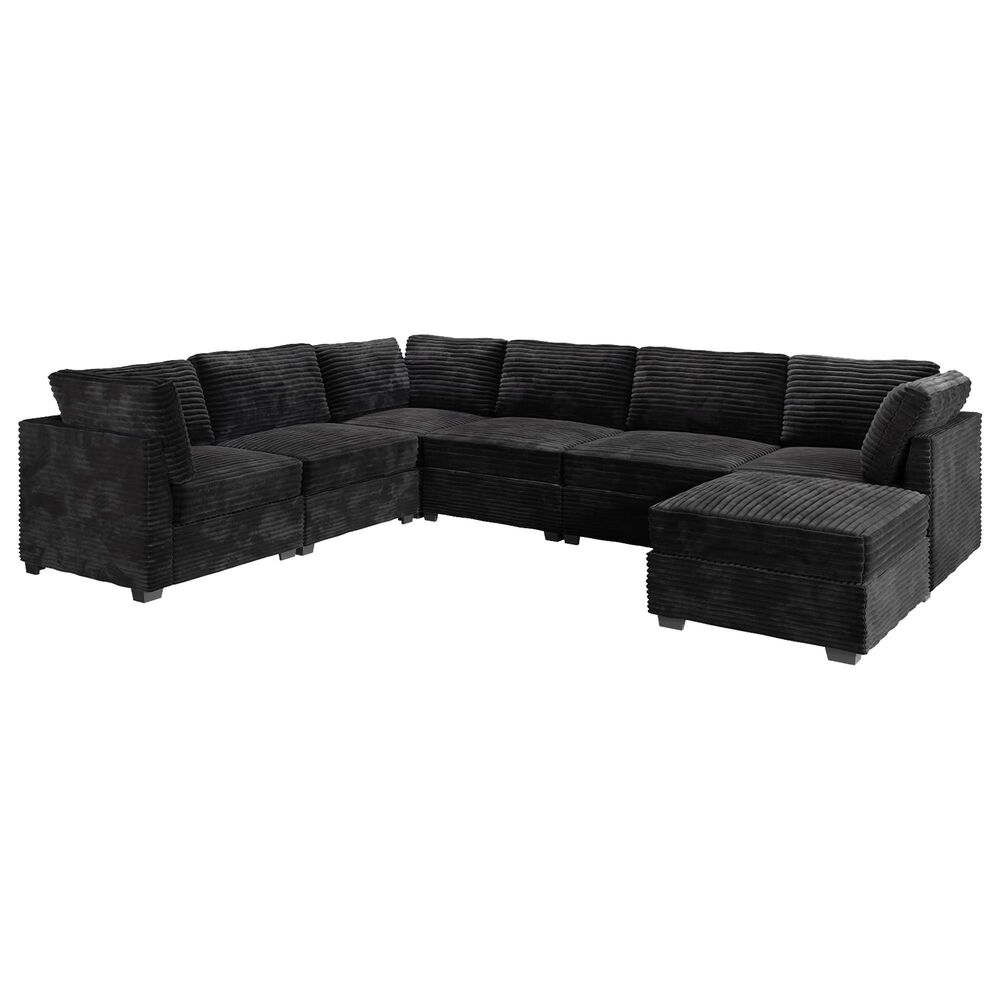 Noviland HOMLUX 7-Piece Mod Sectional with Chaise in Black, , large