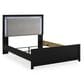 Ashley Maeling King Upholstered Panel Bed in Matte Black with LED Light, , large