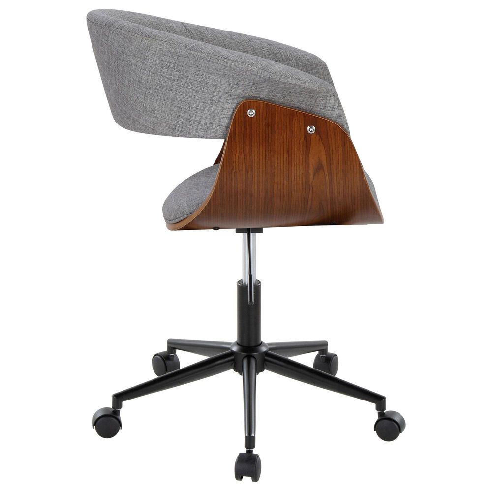 Lumisource Vintage Mod Office Chair with Light Grey Cushion in Walnut and Black, , large