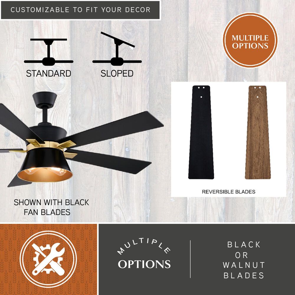 Vaxcel Scottsdale 52" LED Ceiling Fan in Black and Gold, , large