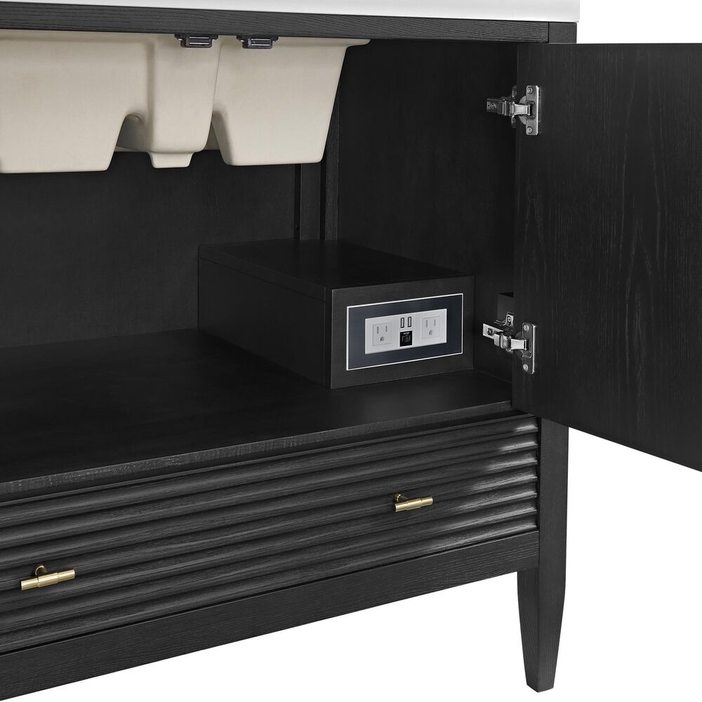 James Martin Vanities Myrrin 36&quot; Vanity in Carbon Oak with 3 cm Arctic Fall Solid Surface Top, , large