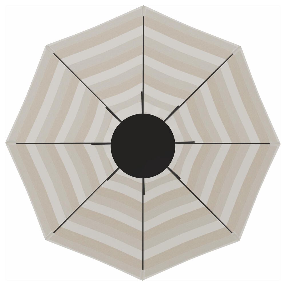 Garden Party Market 11' Octagon Auto Tilt Umbrella with Black Base in Direction Linen Stripe, , large