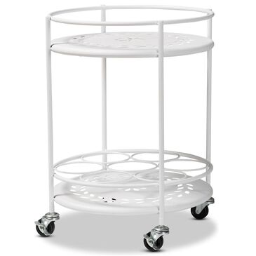 Baxton Studio Dallan 2-Tier Kitchen Cart in White, , large
