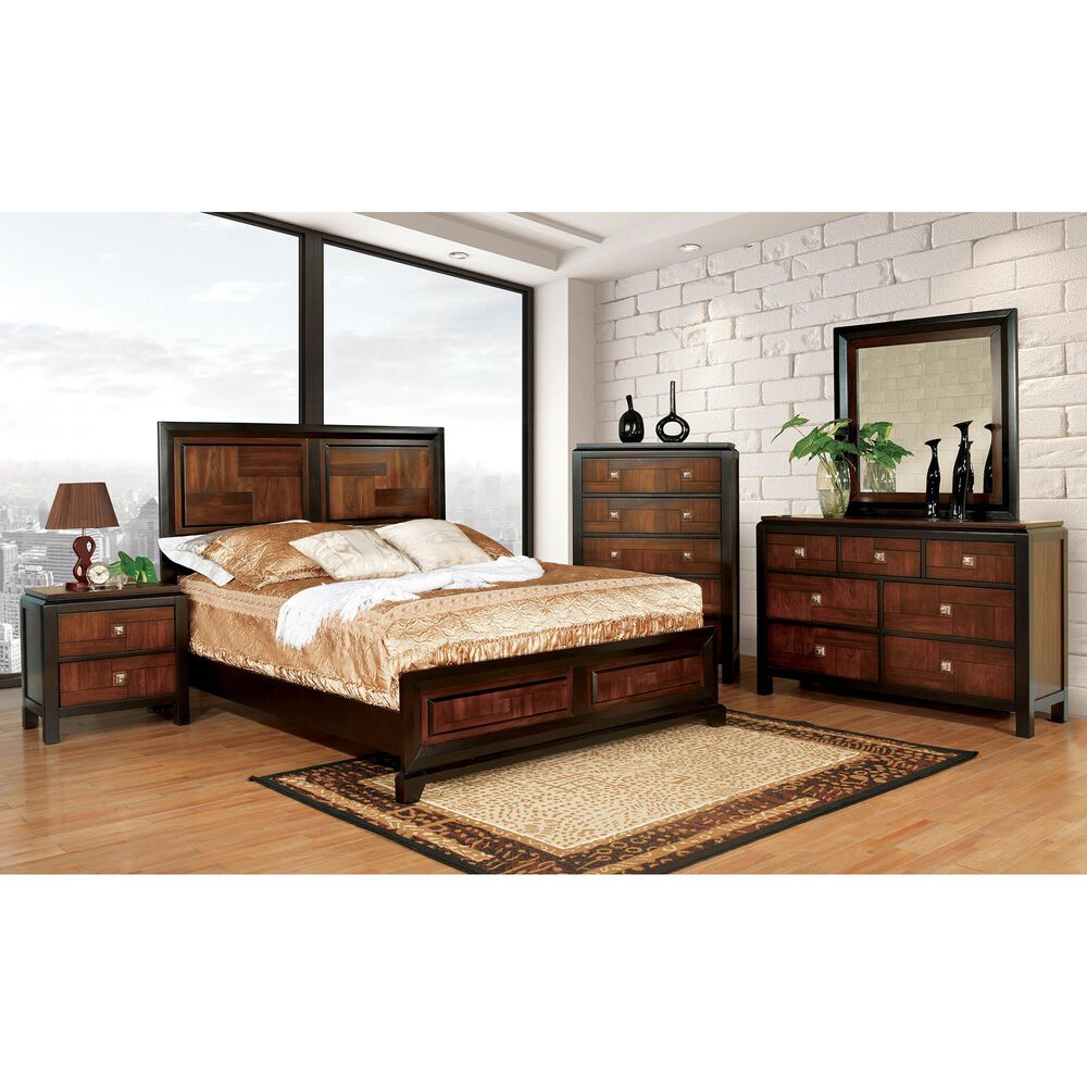 Furniture of America Nichols Full Panel Bed in Acacia/Walnut, , large