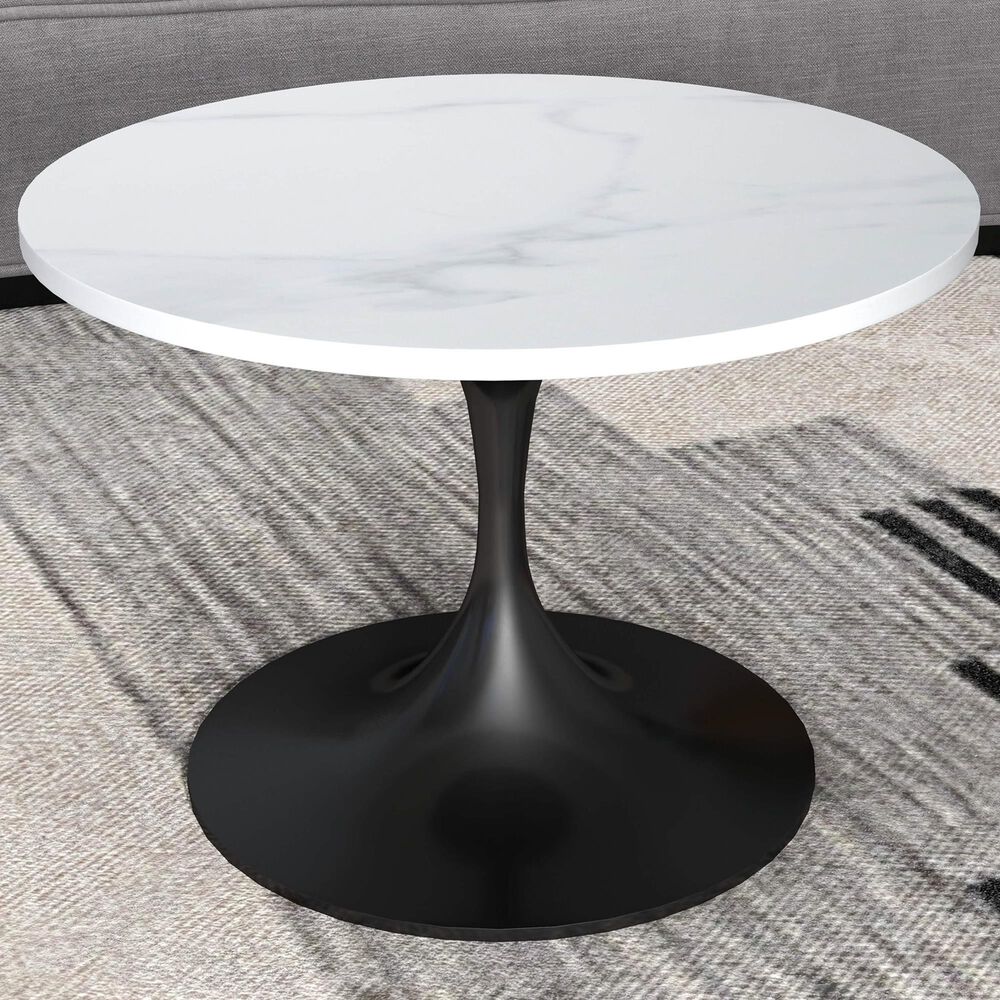 Leisuremod Verve 27&quot; Coffee Table with Sintered Stone Top in Black and White, , large