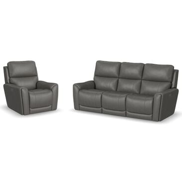 Flexsteel Carter Power Reclining Sofa and Recliner in Gray, , large