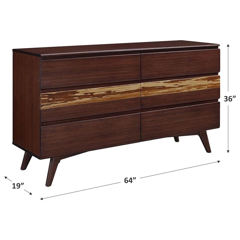 Natural Bamboo Furnishings Six Drawer Double Dresser in Sable, , large