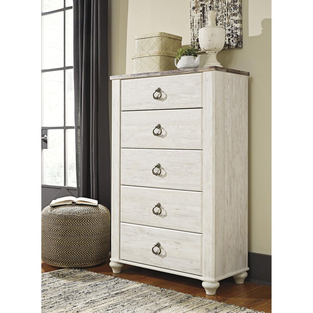 Ashley Willowton 5-Piece King Bedroom Set in Whitewash, , large