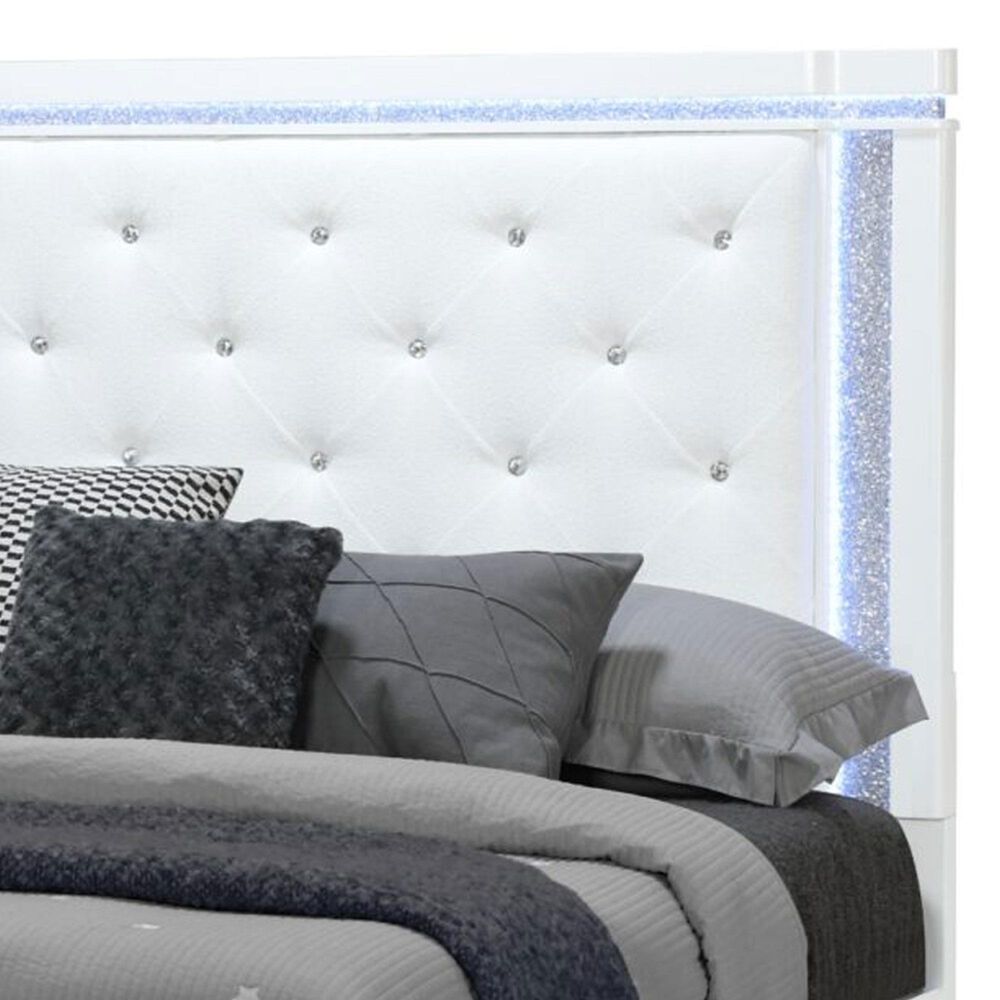Global Furniture USA Alina King Panel Bed with LED in White, , large