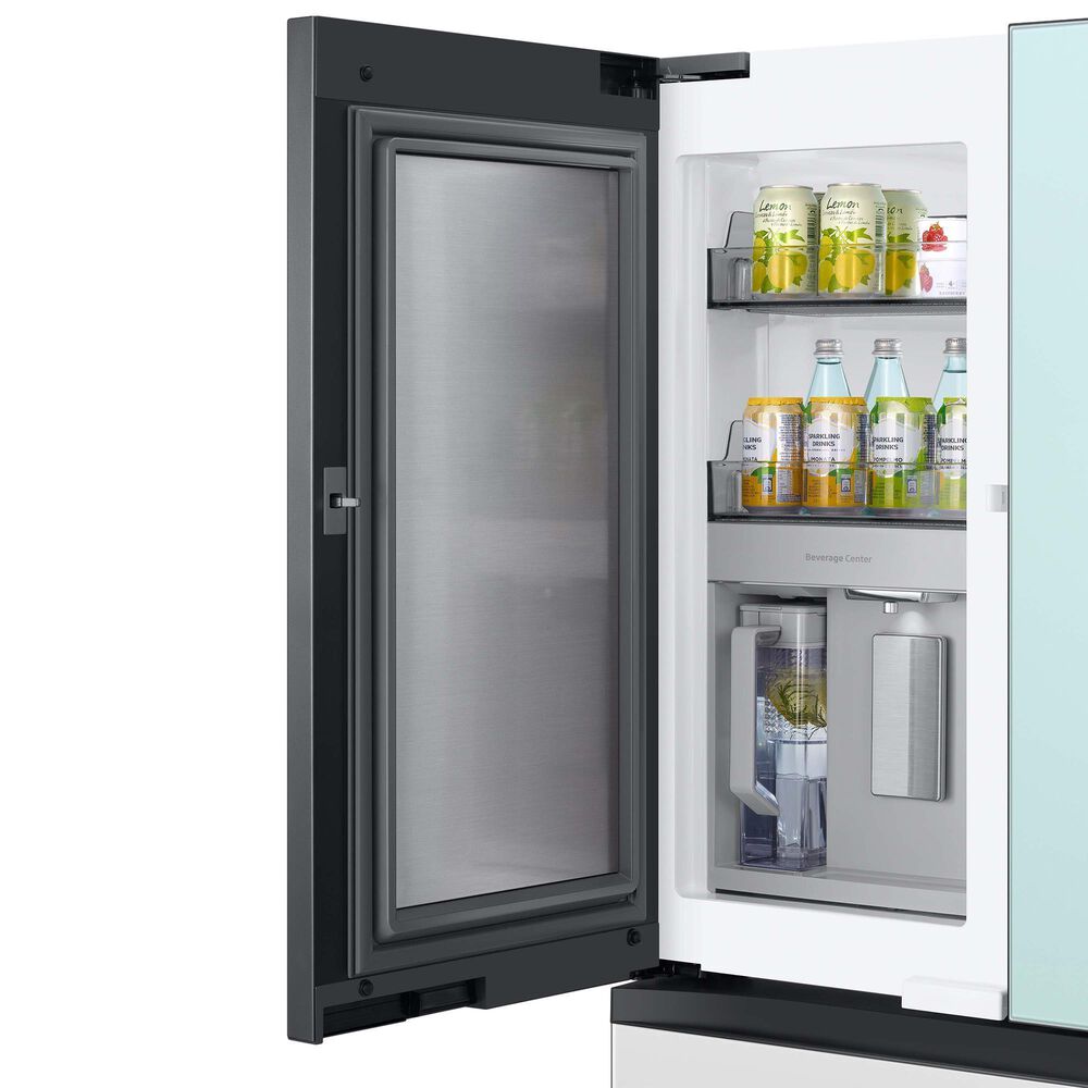 Samsung Bespoke Bespoke 23 Cu. Ft. Counter Depth French Door Refrigerator with Beverage Center - Morning Blue Glass Top Panel with White Glass Middle and Bottom Panels Included, , large