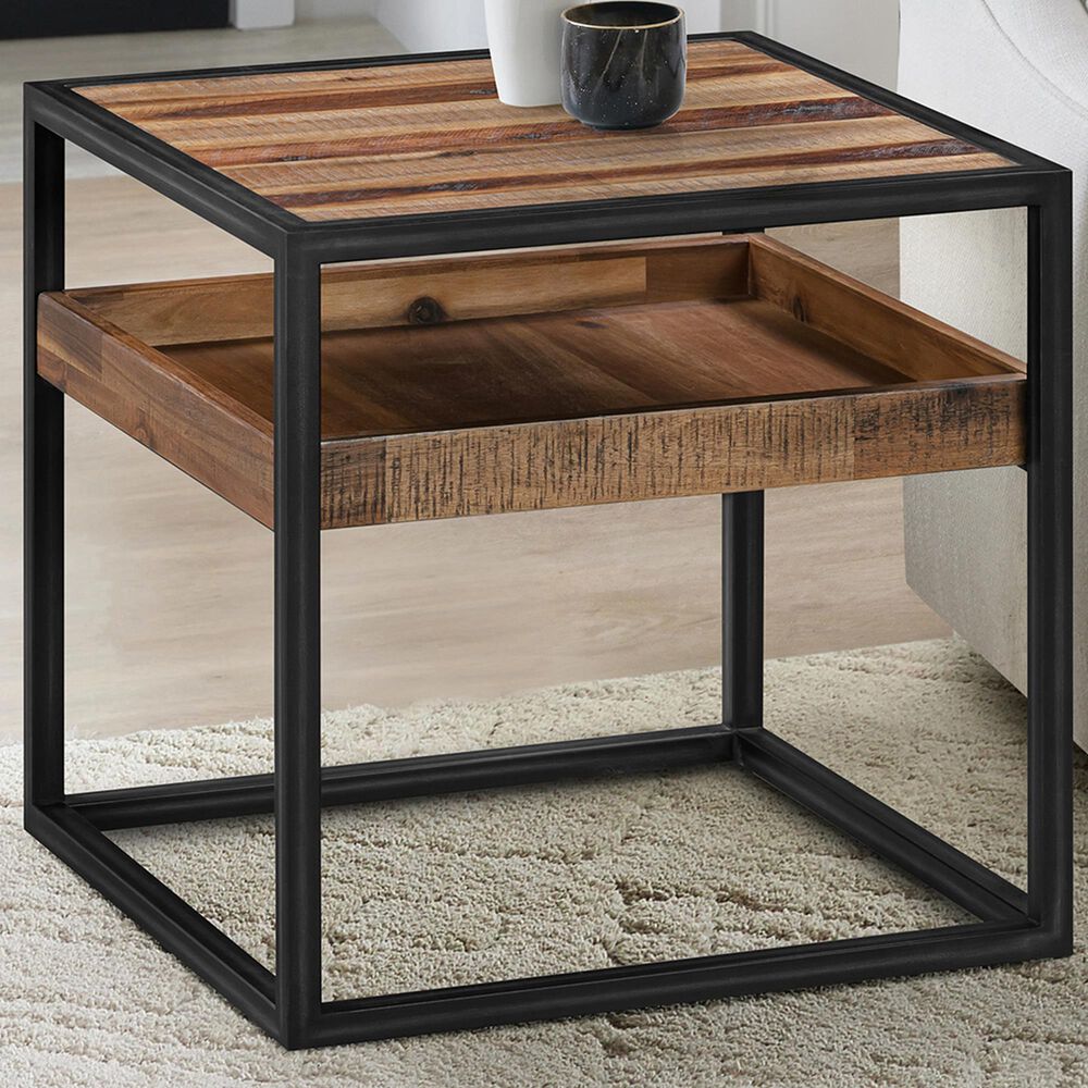 Blue River Ludgate End Table in Rustic Acacia and Black, , large