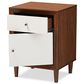 Baxton Studio Harlow 1-Drawer Nightstand in White and Walnut, , large