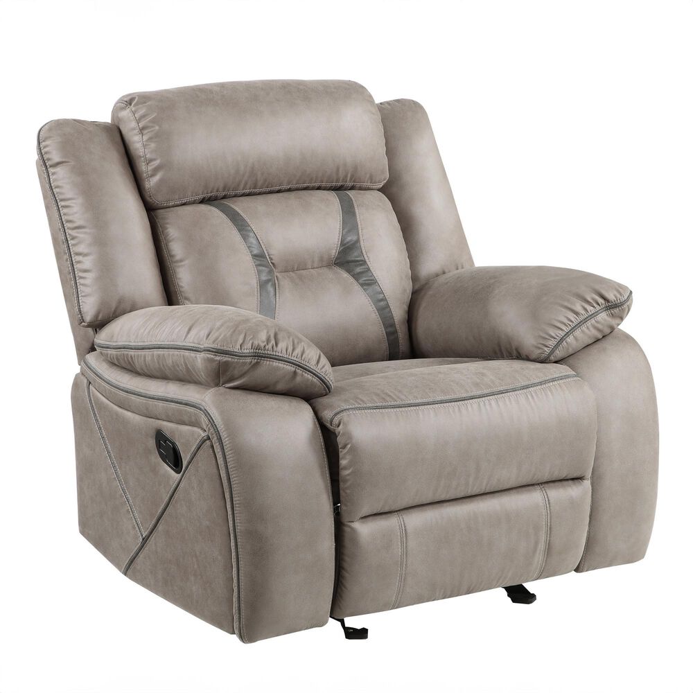 Steve Silver Tyson Manual Glider Recliner in Grey, , large