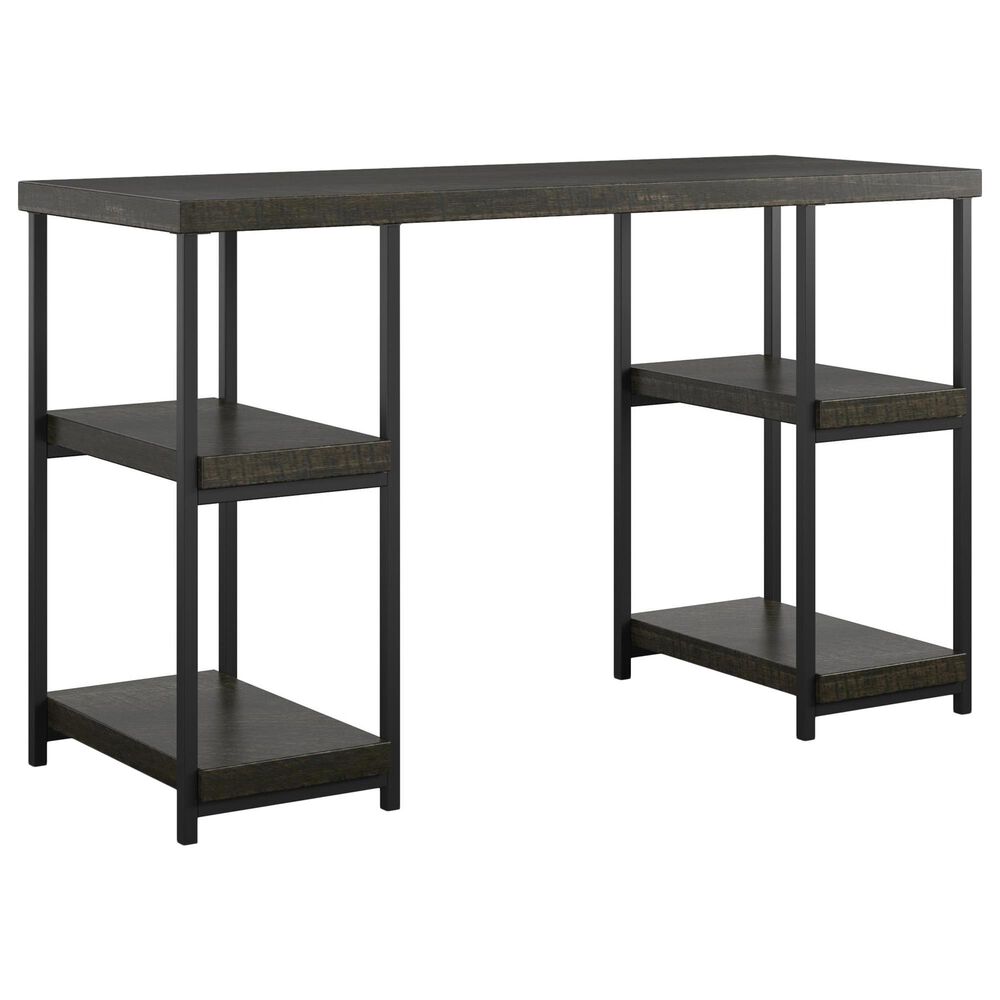 DHP Ray Ridge Double Pedestal Desk in Brown Oak, , large