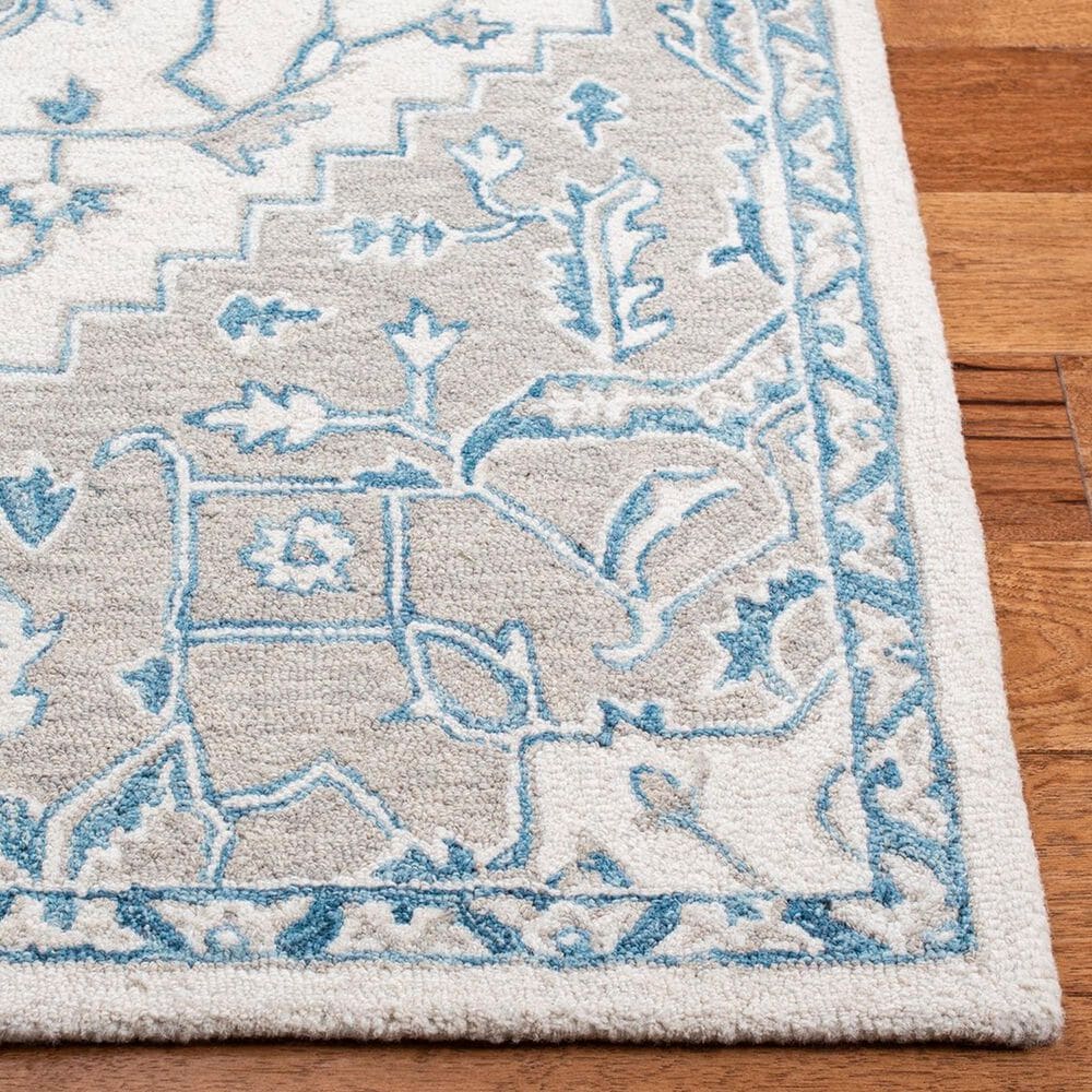 Safavieh Micro-Loop MLP213M 2&#39;3&quot; x 9&#39; Ivory and Blue Runner, , large