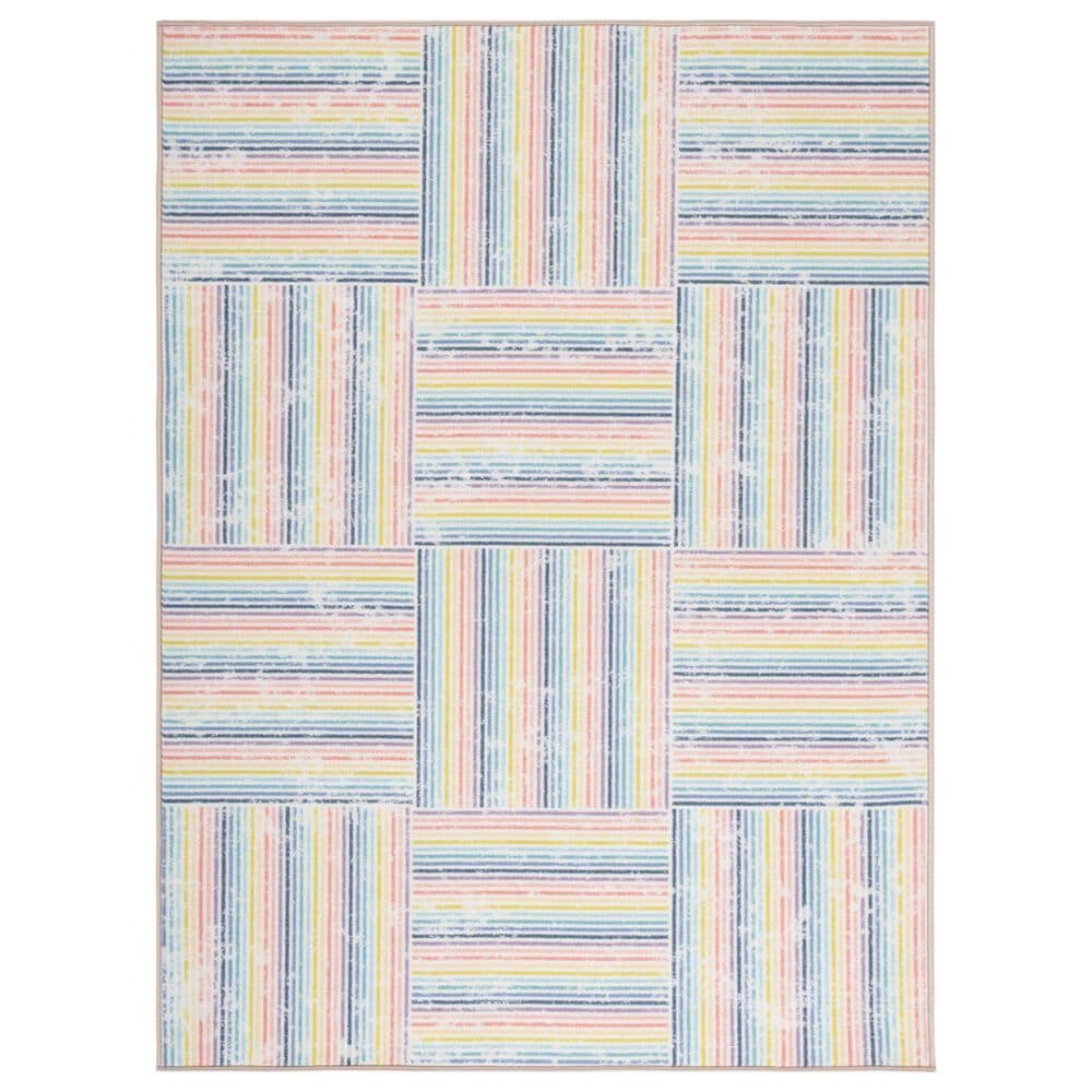Safavieh Kids Playhouse Geometric 3"3" x 5"3" Ivory and Blue Rug, , large