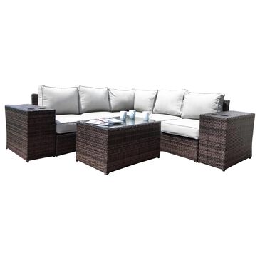 Living Source International Lucca 6-Piece Patio Sectional Set in Brown, , large